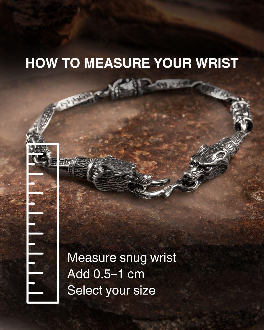 Viking Wolf Bracelet - Sterling Silver Viking Wolf Bracelet with Runes – Nordic Mythology Jewelry