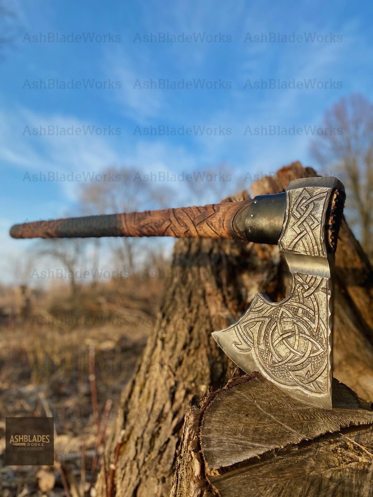 Viking Rug - Viking Axe Rug, Norse Mythology Decor, Celtic Knot Carpet, Rustic Man Cave Mat