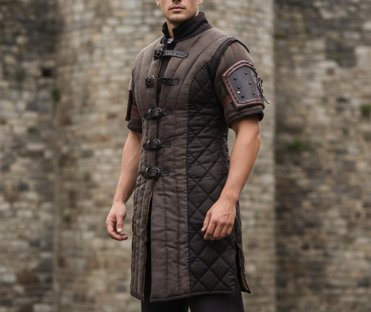 Viking Jacket - Wine Medieval Gambeson Coat for Men – Quilted Viking Armor Jacket