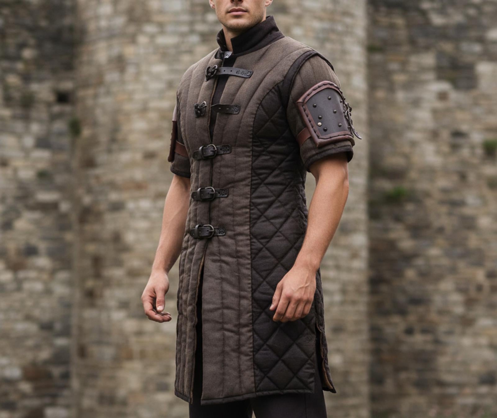 Viking Jacket - Wine Medieval Gambeson Coat for Men – Quilted Viking Armor Jacket