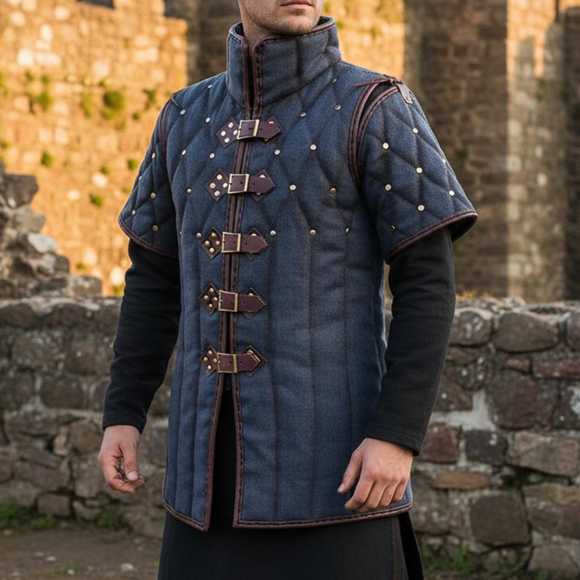 Viking Jacket - Wine Medieval Gambeson Coat for Men – Quilted Viking Armor Jacket