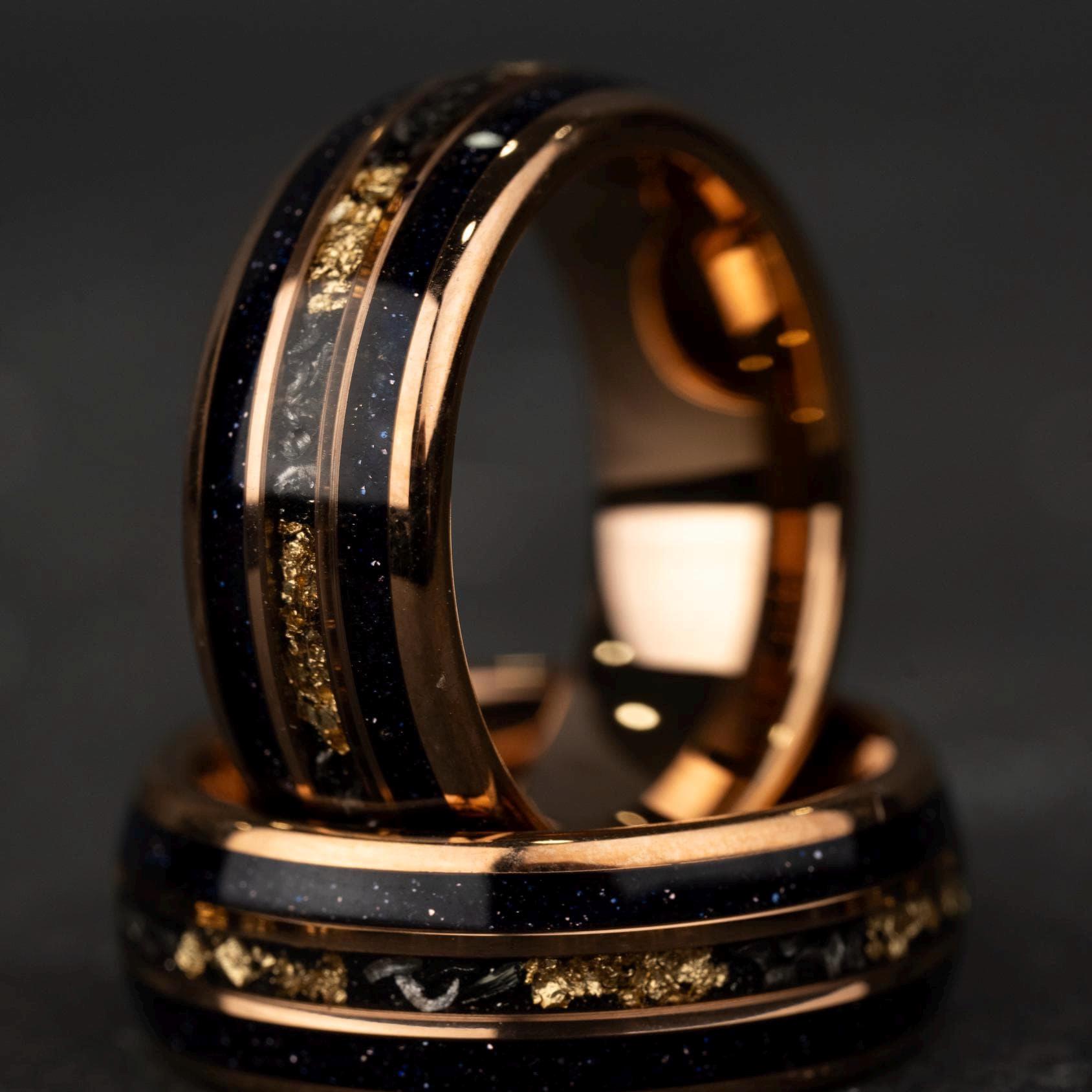 Viking Odin Ring - Blue Tungsten Viking Ring Norse Wedding Band Odin Symbol Personalized Mens