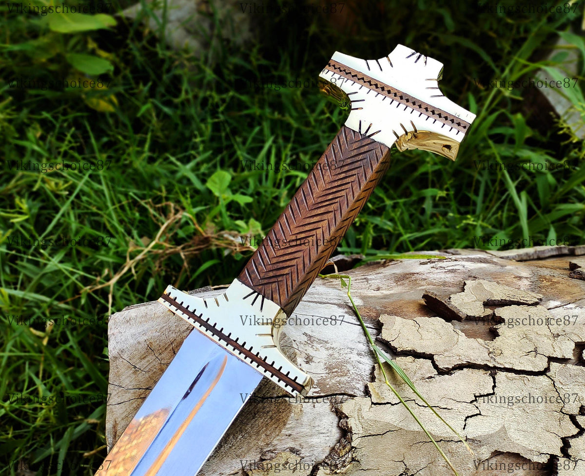 Viking Weapon Replica - Hand Forged Northmen Damascus Sword Replica, Authentic Viking Inspired