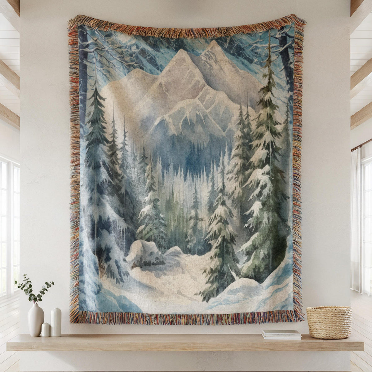Viking Blanket - Viking Mountain Fjord and Longboat Soft Fleece Blanket - Viking Art Blanket - Gift