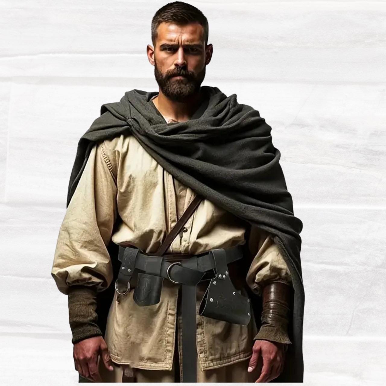 Viking Costume & LARP - Medieval Leather Belt Accessories Set, Viking Cosplay, Renaissance Faire