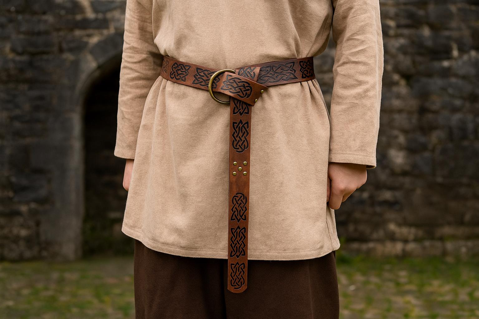 Viking Costume & LARP - Medieval Belt with Pouches for Men, Viking Leather Waist Bag Set