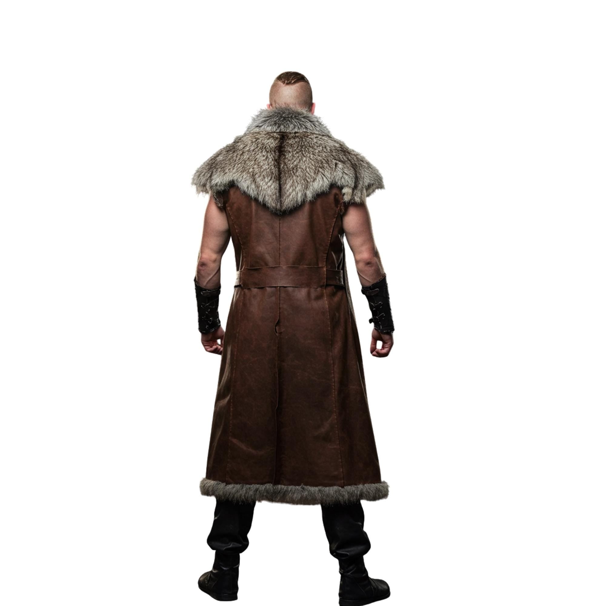 Viking Jacket - Handcrafted Cowhide Medieval Fur Coat: Viking Warrior Costume