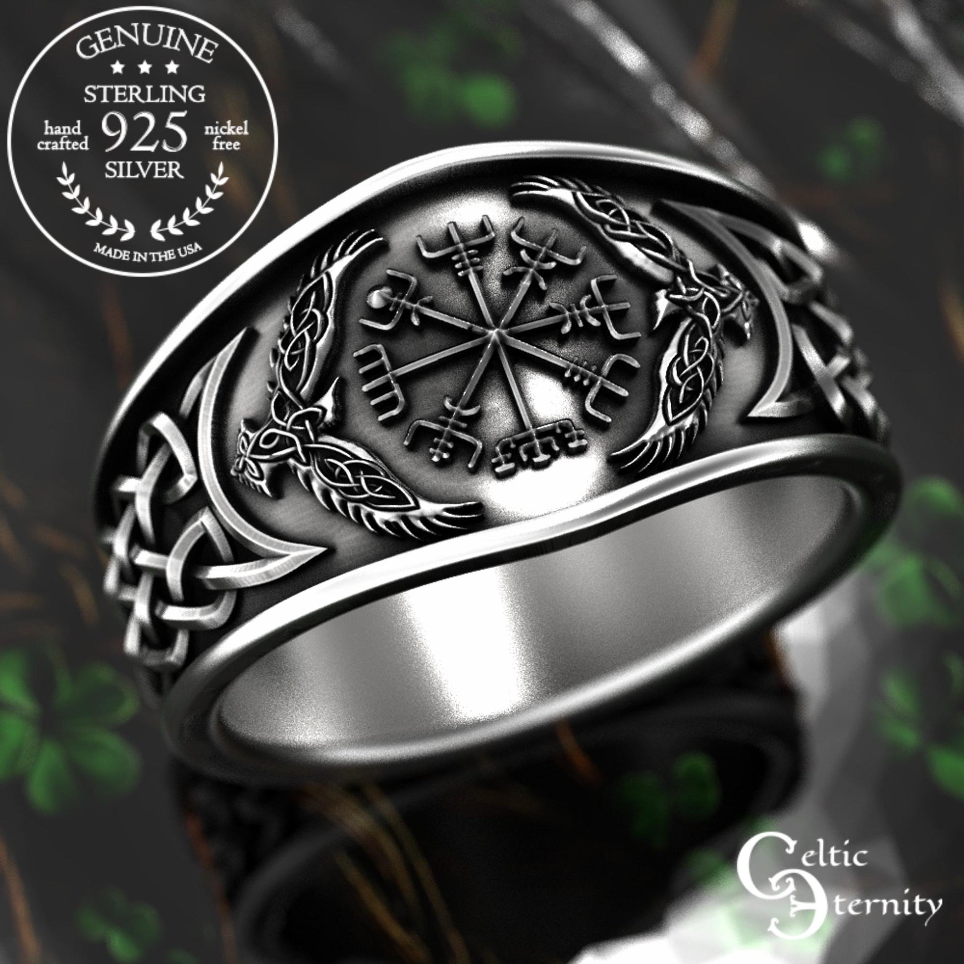 Viking Rune Ring - Personalized Silver Viking Rune Ring for Men, Engraved Norse Fidget Band, Nordic