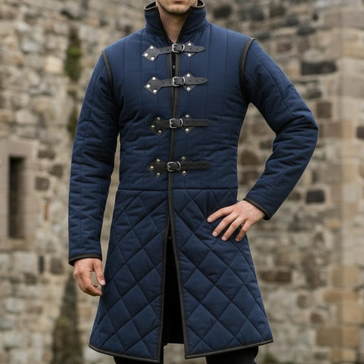 Viking Jacket - Wine Medieval Gambeson Coat for Men – Quilted Viking Armor Jacket