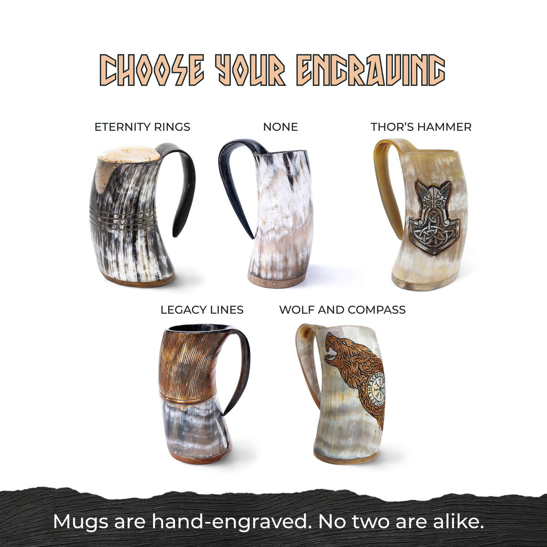 Viking Mug - Handcrafted Viking Horn Mug - Norse Beer Tankard - Size, Color & Engraving Options
