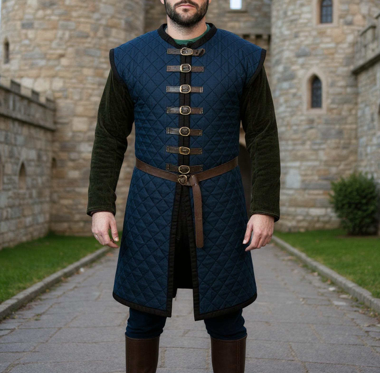 Viking Jacket - Wine Medieval Gambeson Coat for Men – Quilted Viking Armor Jacket
