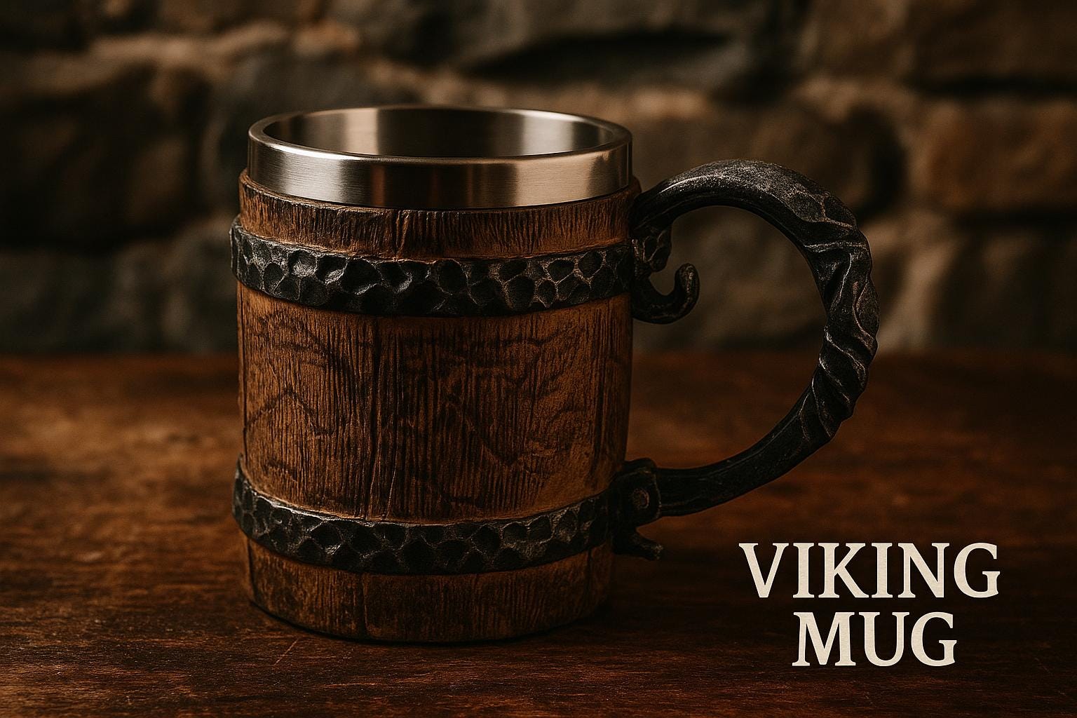Viking Mug - Viking Wood Style Mug, Beer gift for Husband, Nordic Wooden Stein, Fathers day gift