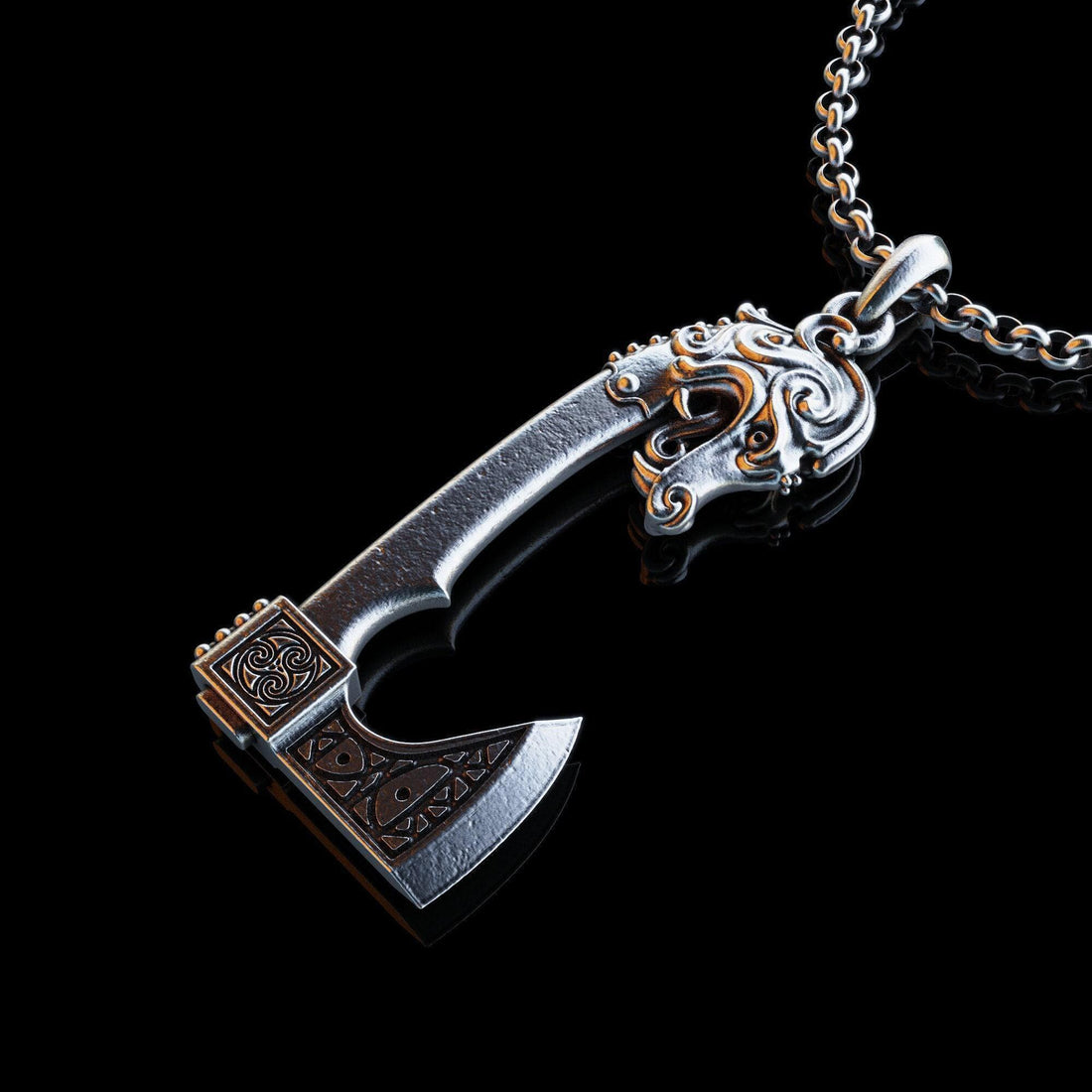 Viking Necklace - Handcrafted Scandinavian War Axe Silver Neckalce, Ancient Viking Battle Axe