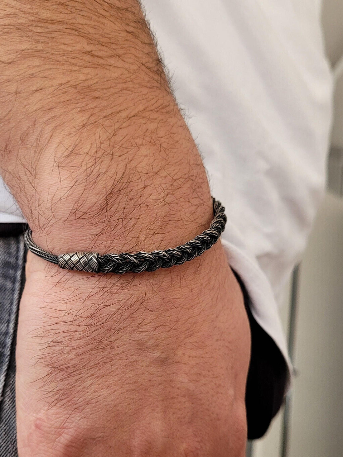 Viking Bracelet - 999 Silver Viking Bracelet. Woven Bracelet. Hand Braided Bracelet. Herringbone