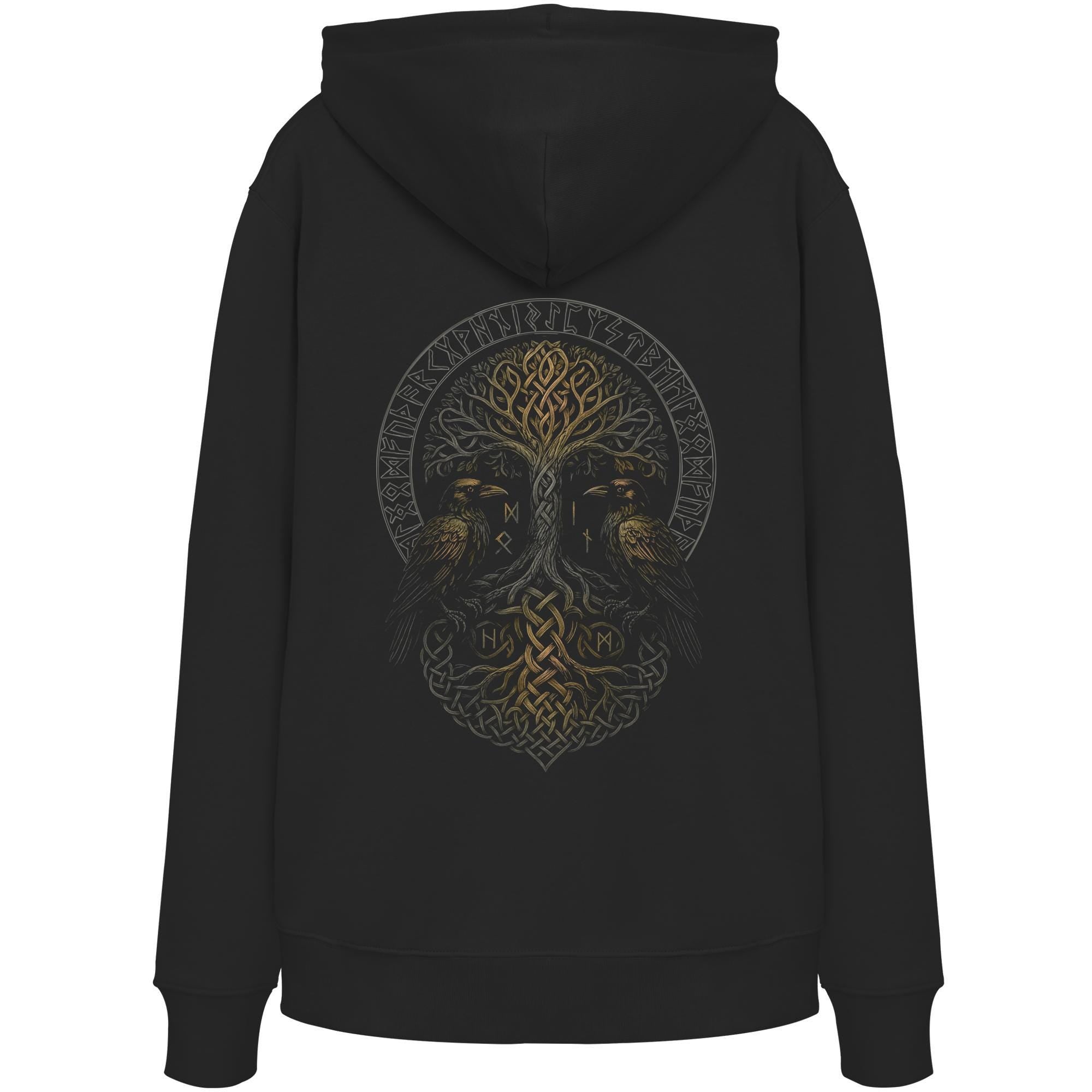 Viking Odin Hoodie - Hugin & Munin Ravens Odin's Viking Organic Hoodie