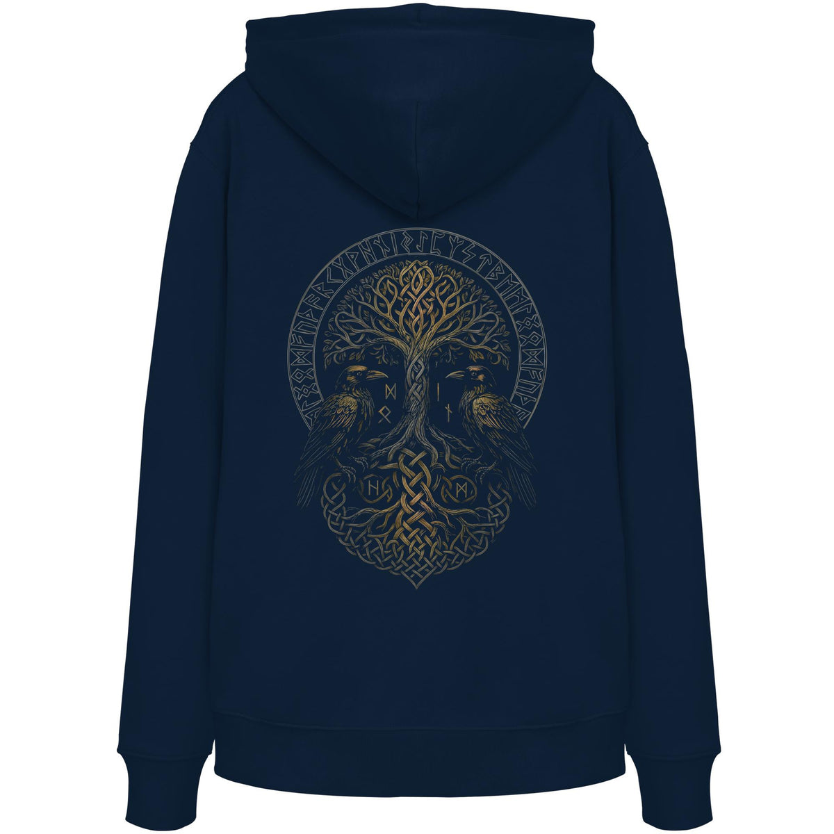 Viking Odin Hoodie - Hugin & Munin Ravens Odin's Viking Organic Hoodie