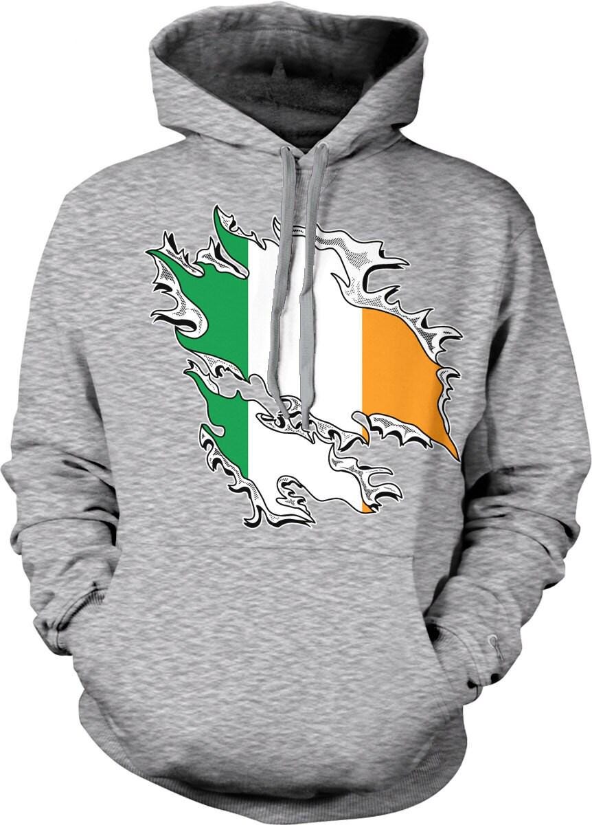 Viking Hoodie - Irish Viking Zip Hoodie, Ireland Flag Norse Ship Jacket, Celtic Unisex Heritage Gift
