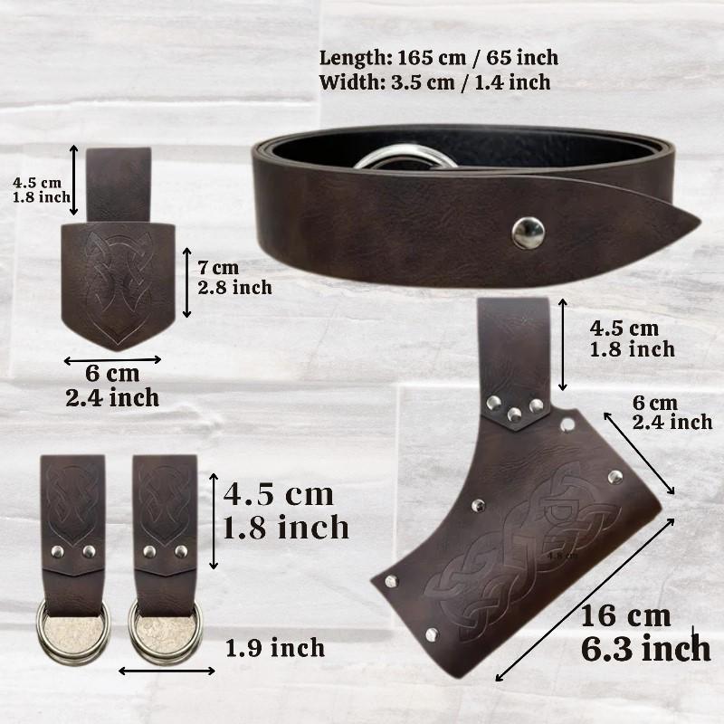 Viking Costume & LARP - Medieval Leather Belt Accessories Set, Viking Cosplay, Renaissance Faire