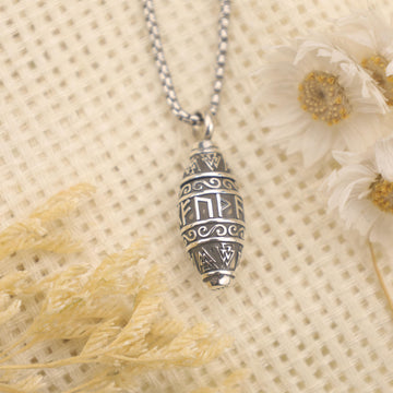 Viking Rune Necklace - Viking Rune Urn Necklace – Norse Symbol Cremation Jewelry for Ashes – 925