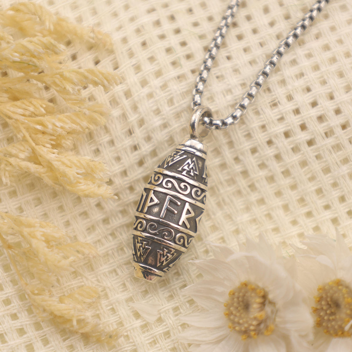 Viking Rune Necklace - Viking Rune Urn Necklace – Norse Symbol Cremation Jewelry for Ashes – 925