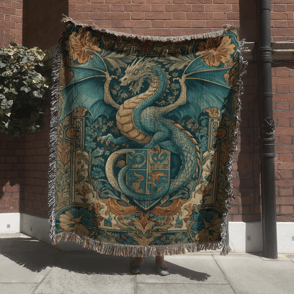 Viking Rug - Viking Dragon Knotwork Rug, Norse Mythology, Celtic Serpent Warrior (40x60cm)