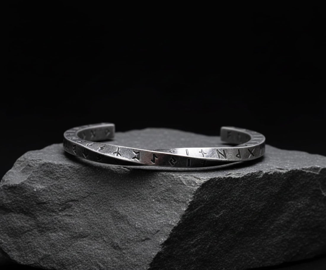 Viking Rune Bracelet - Vintage Viking Rune Bracelet, Norse Rune Mens Cuff – Nordic Bangle Pagan