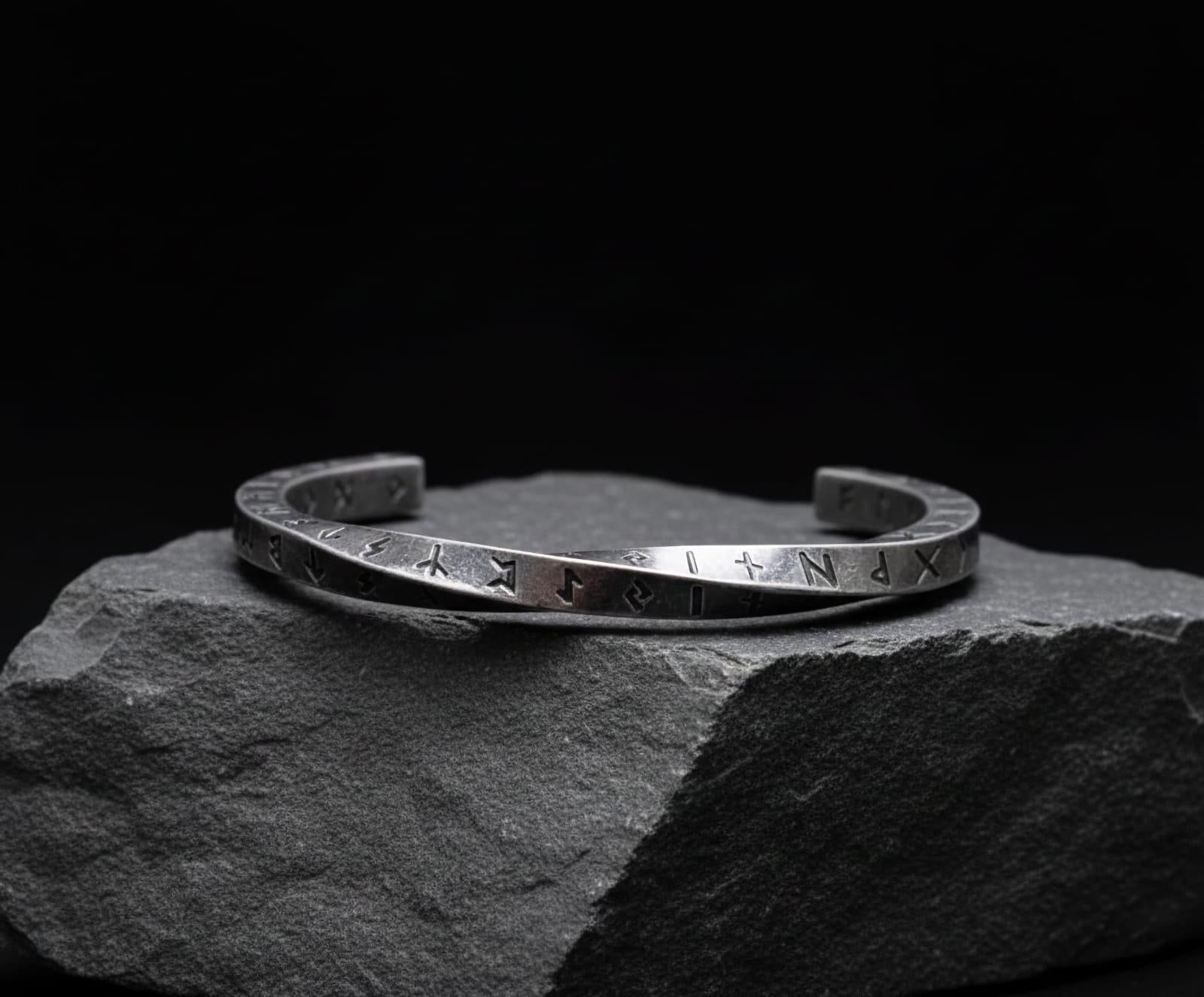 Viking Rune Bracelet - Vintage Viking Rune Bracelet, Norse Rune Mens Cuff – Nordic Bangle Pagan