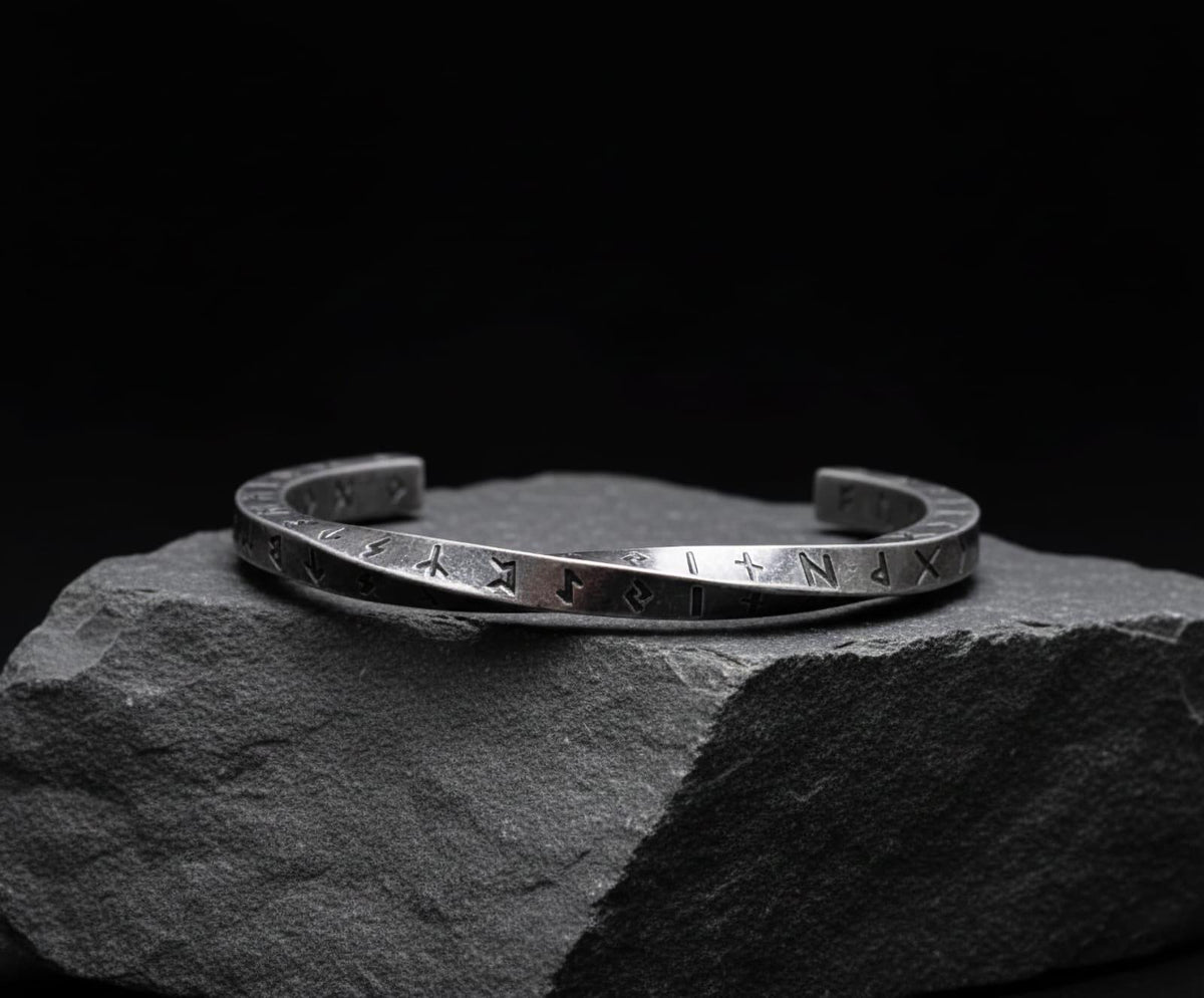 Viking Rune Bracelet - Vintage Viking Rune Bracelet, Norse Rune Mens Cuff – Nordic Bangle Pagan