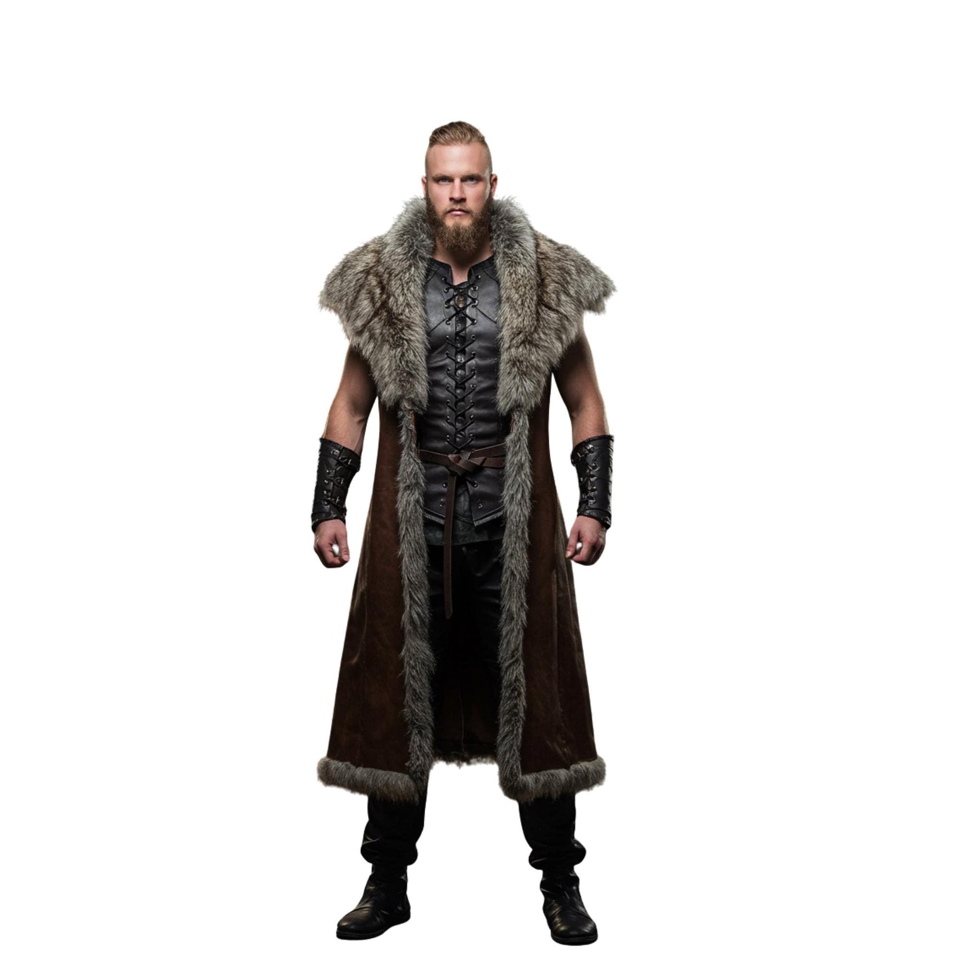 Viking Jacket - Handcrafted Cowhide Medieval Fur Coat: Viking Warrior Costume
