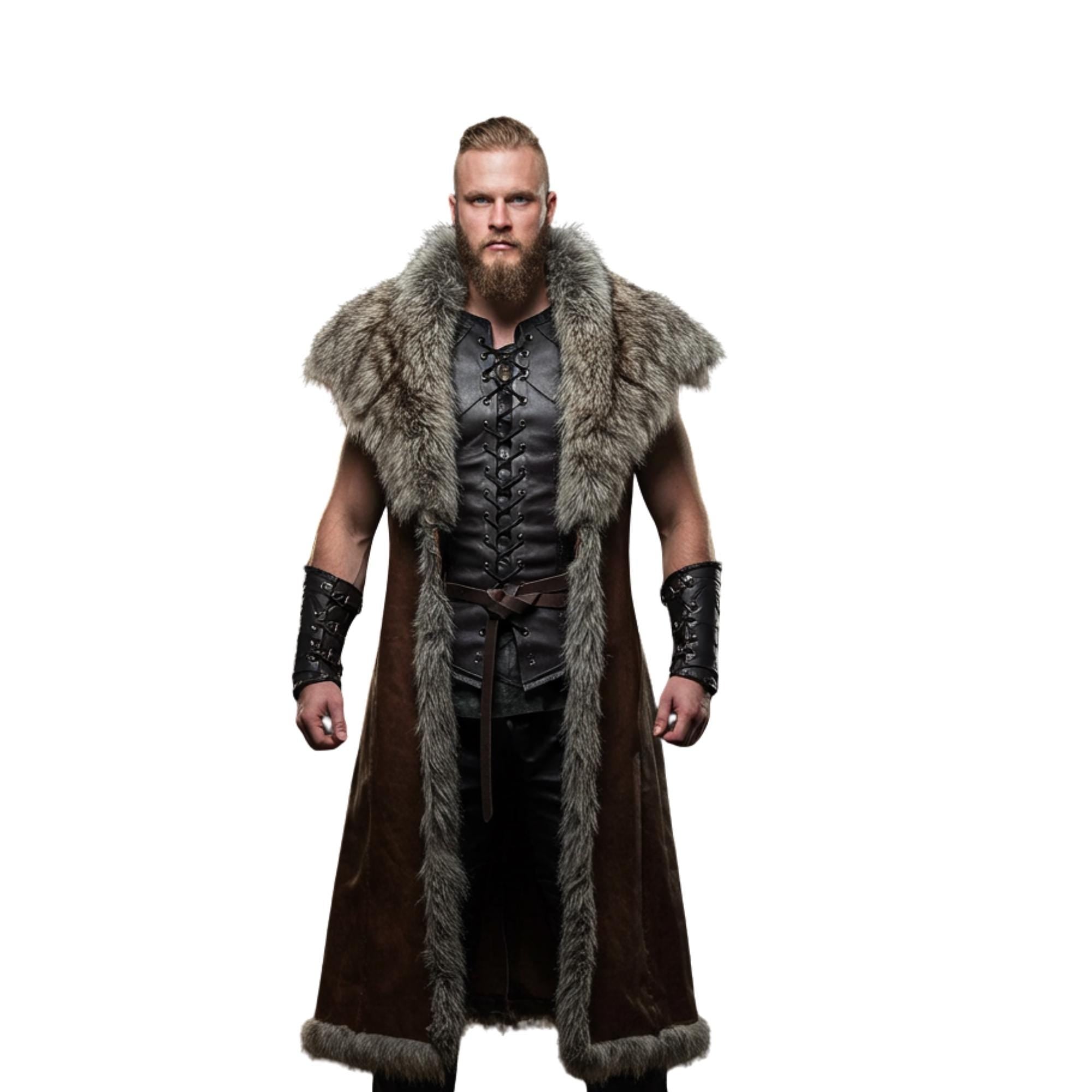 Viking Jacket - Handcrafted Cowhide Medieval Fur Coat: Viking Warrior Costume