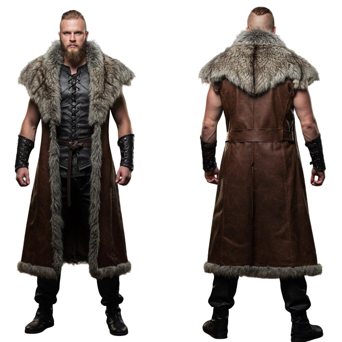 Viking Jacket - Handcrafted Cowhide Medieval Fur Coat: Viking Warrior Costume