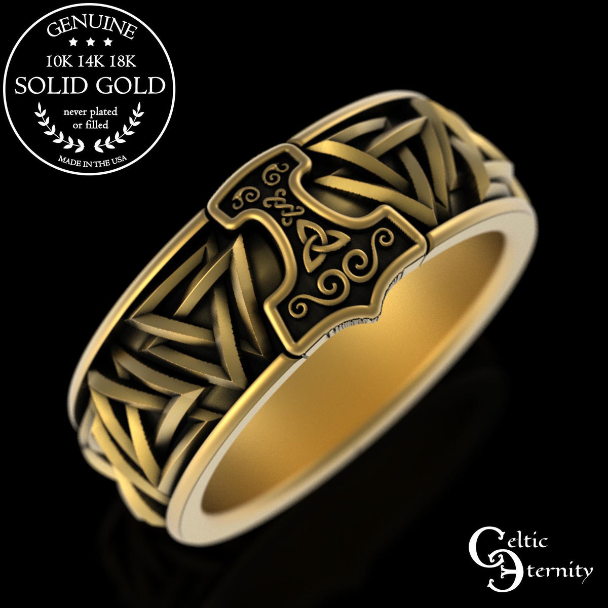 Viking Thor's Hammer Ring - Viking Thor Hammer Axe Ring, Norse Warrior Sterling Silver Jewelry
