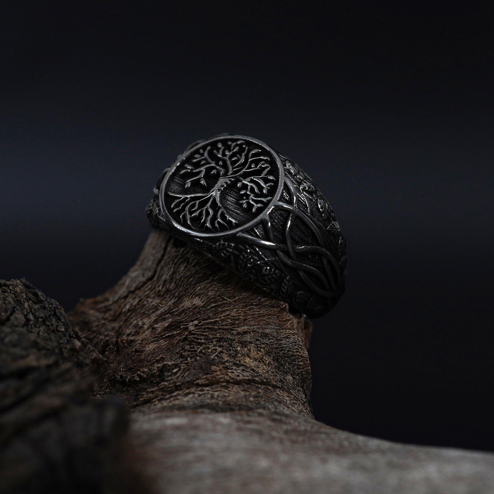 Viking Yggdrasil Tree of Life Ring - 925K Sterling Silver Yggdrasil Ring: Norse Mythology Tree of
