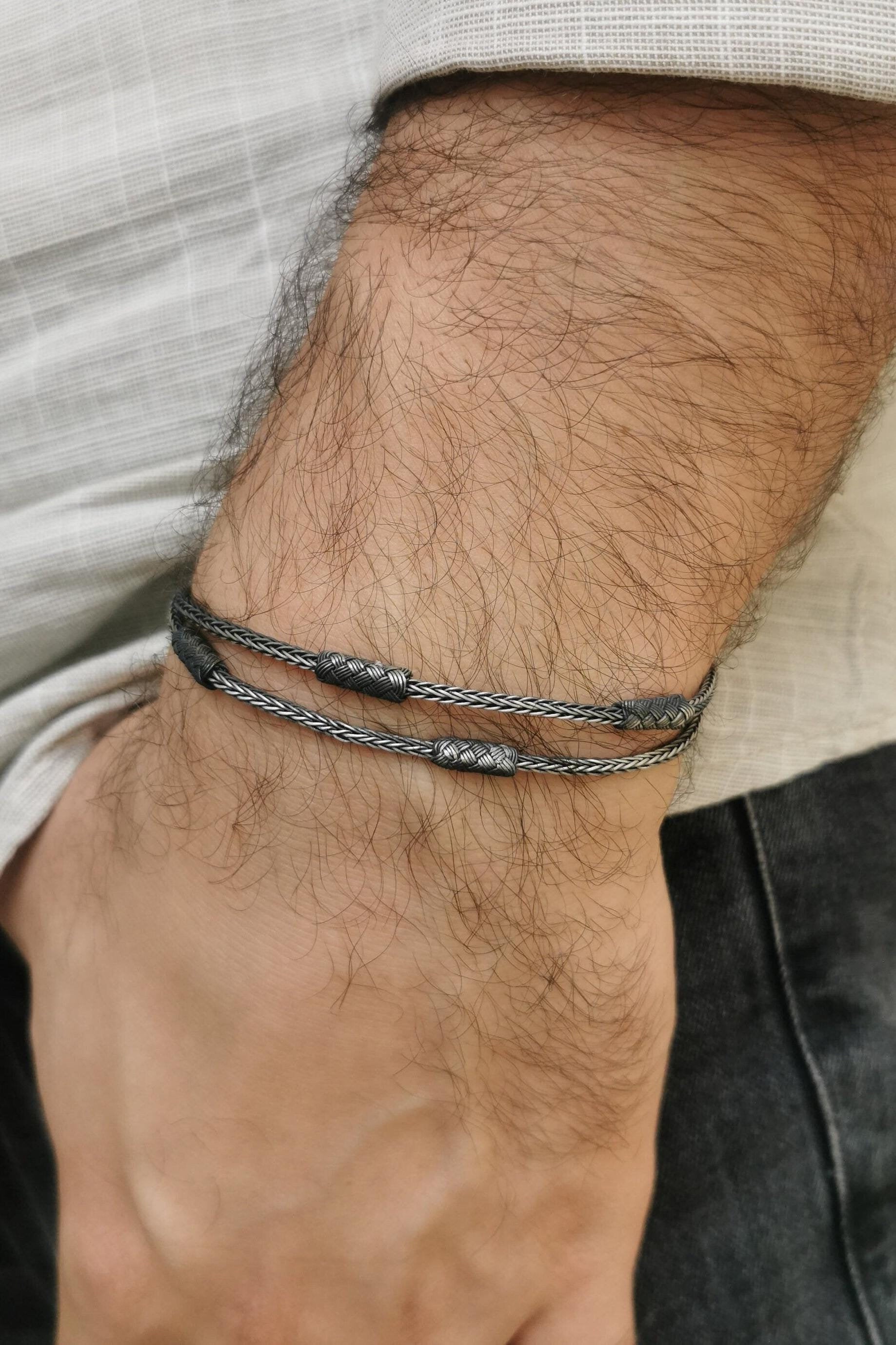 Viking Thor's Hammer Bracelet - Oxidised Sterling Silver Men's Cuff Bangle, Viking Rune, Thor's