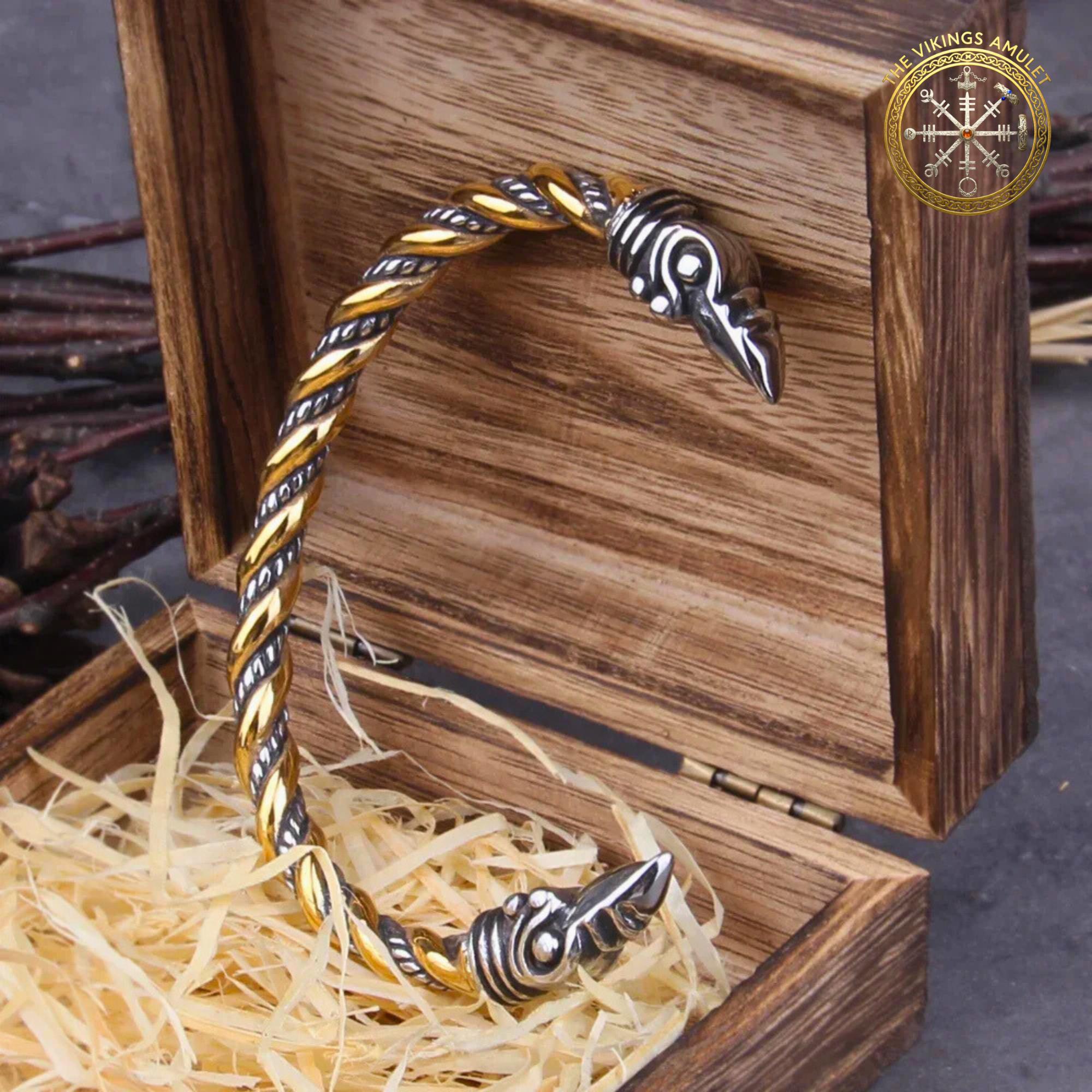 Viking Raven Bracelet for Men, Stainless Steel Norse Cuff Bracelet, Nordic Raven Wristband, Viking