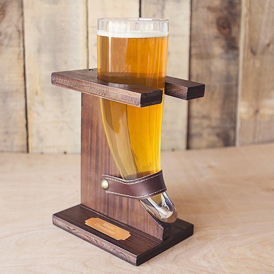 Viking Mug - Personalized Viking Beer Horn Glass with Wood Stand, Skol Gift