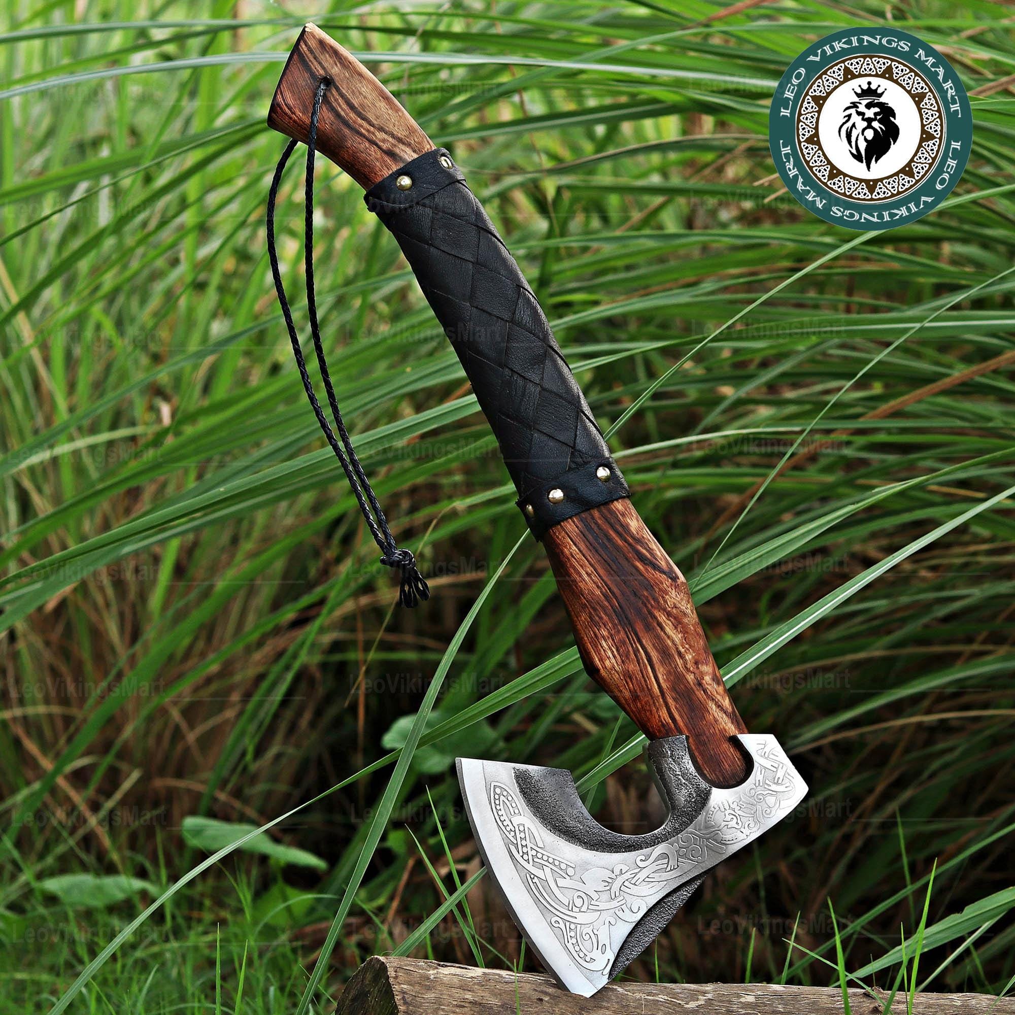Viking Weapon Replica - Personalized Viking Axe, Hand made Carbon Steel Camping Hatchet With