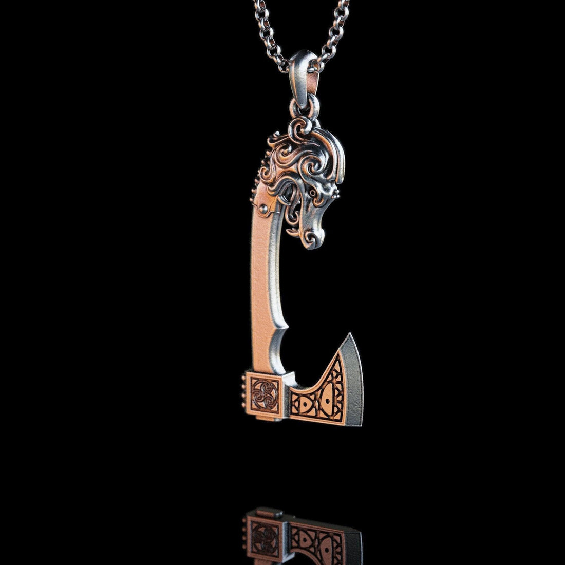 Viking Necklace - Handcrafted Scandinavian War Axe Silver Neckalce, Ancient Viking Battle Axe