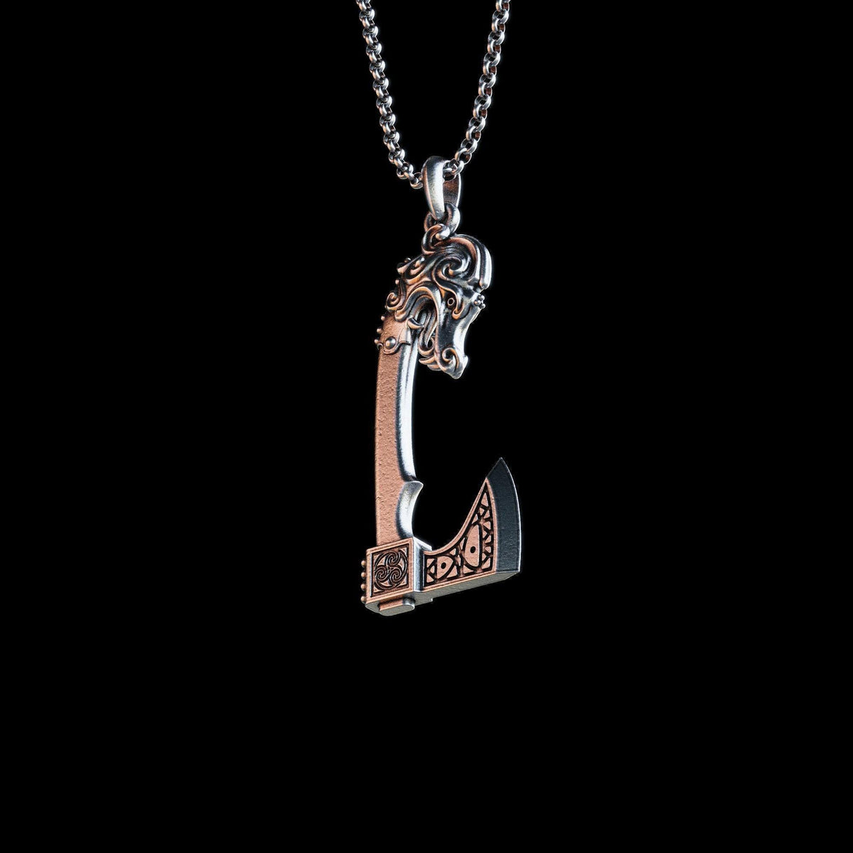 Viking Necklace - Handcrafted Scandinavian War Axe Silver Neckalce, Ancient Viking Battle Axe