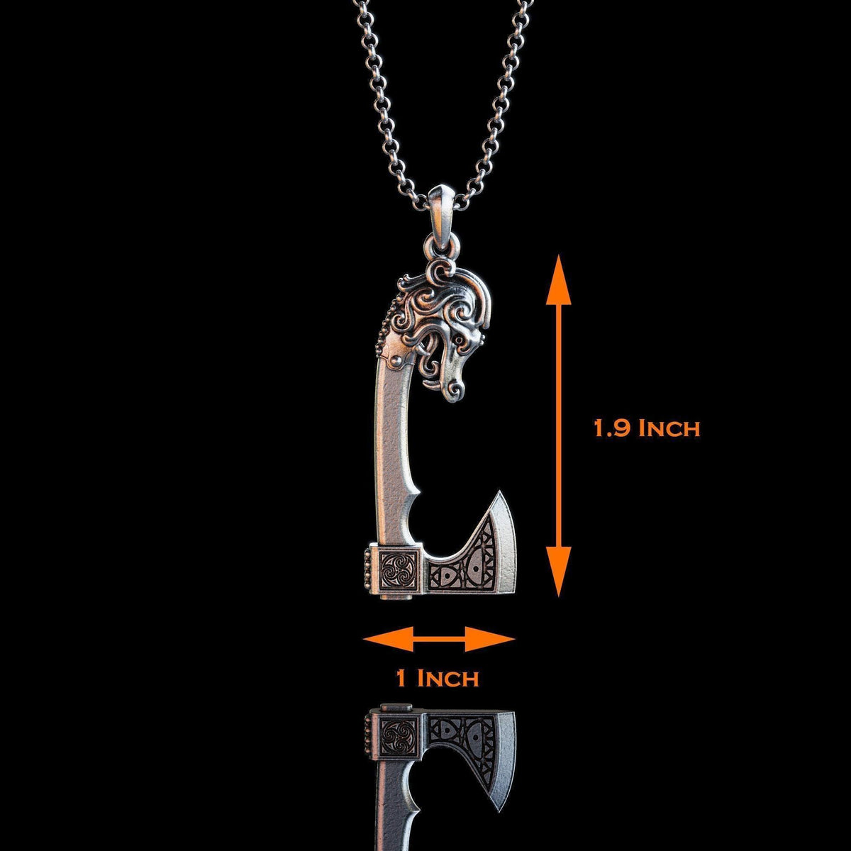 Viking Necklace - Handcrafted Scandinavian War Axe Silver Neckalce, Ancient Viking Battle Axe