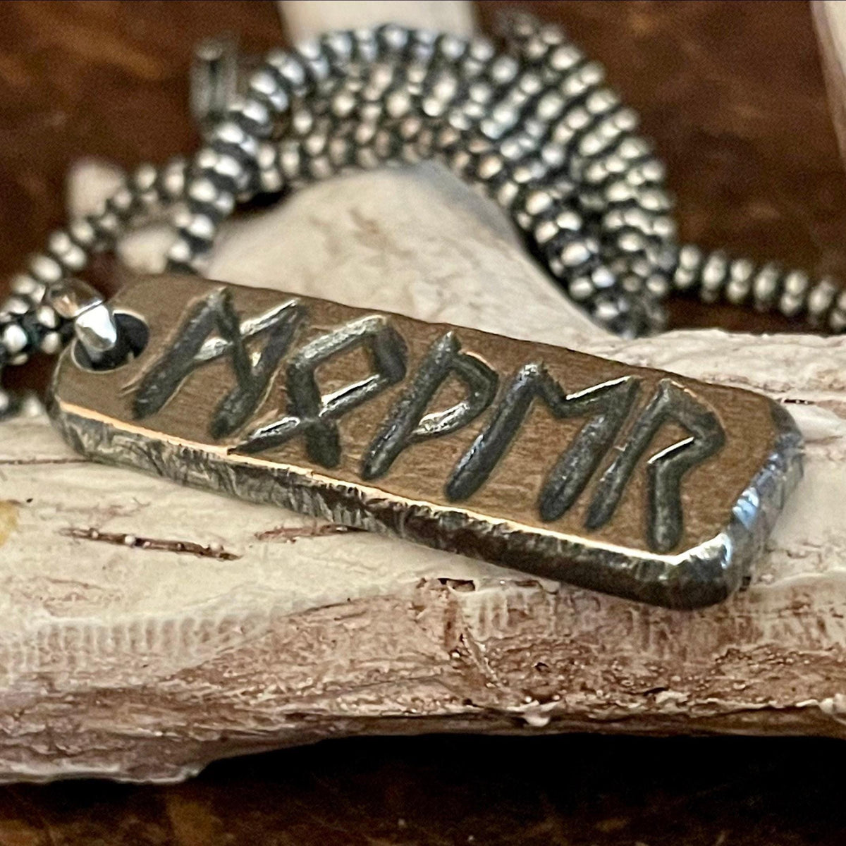 Viking Rune Necklace - Norse Runes Protection Viking Pendant Necklace Oxidized Sterling Silver