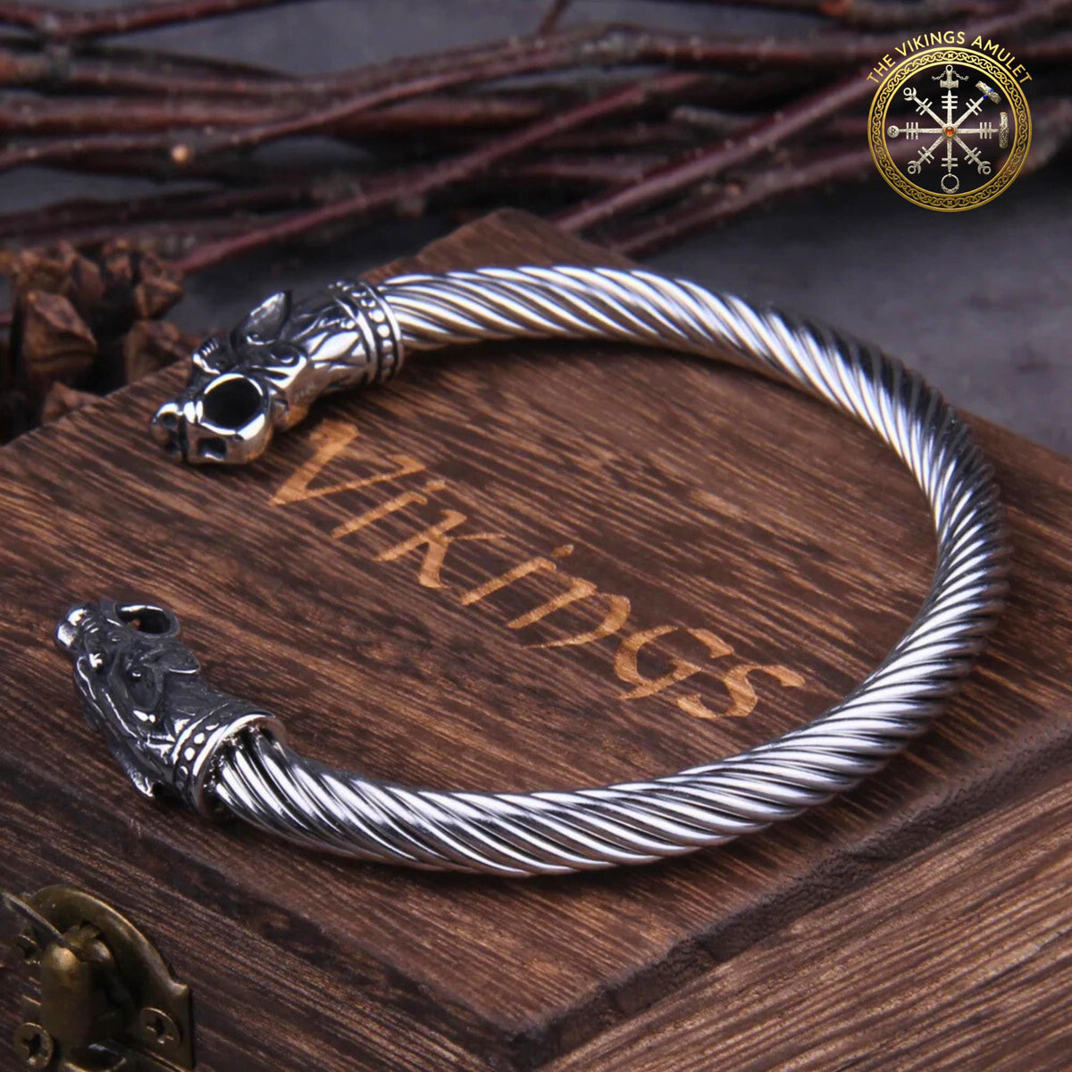 Viking Bracelet - Vikings Norse Dragon Cuff Bracelet, Minimalist Stainless Steel Punk Mesh Link