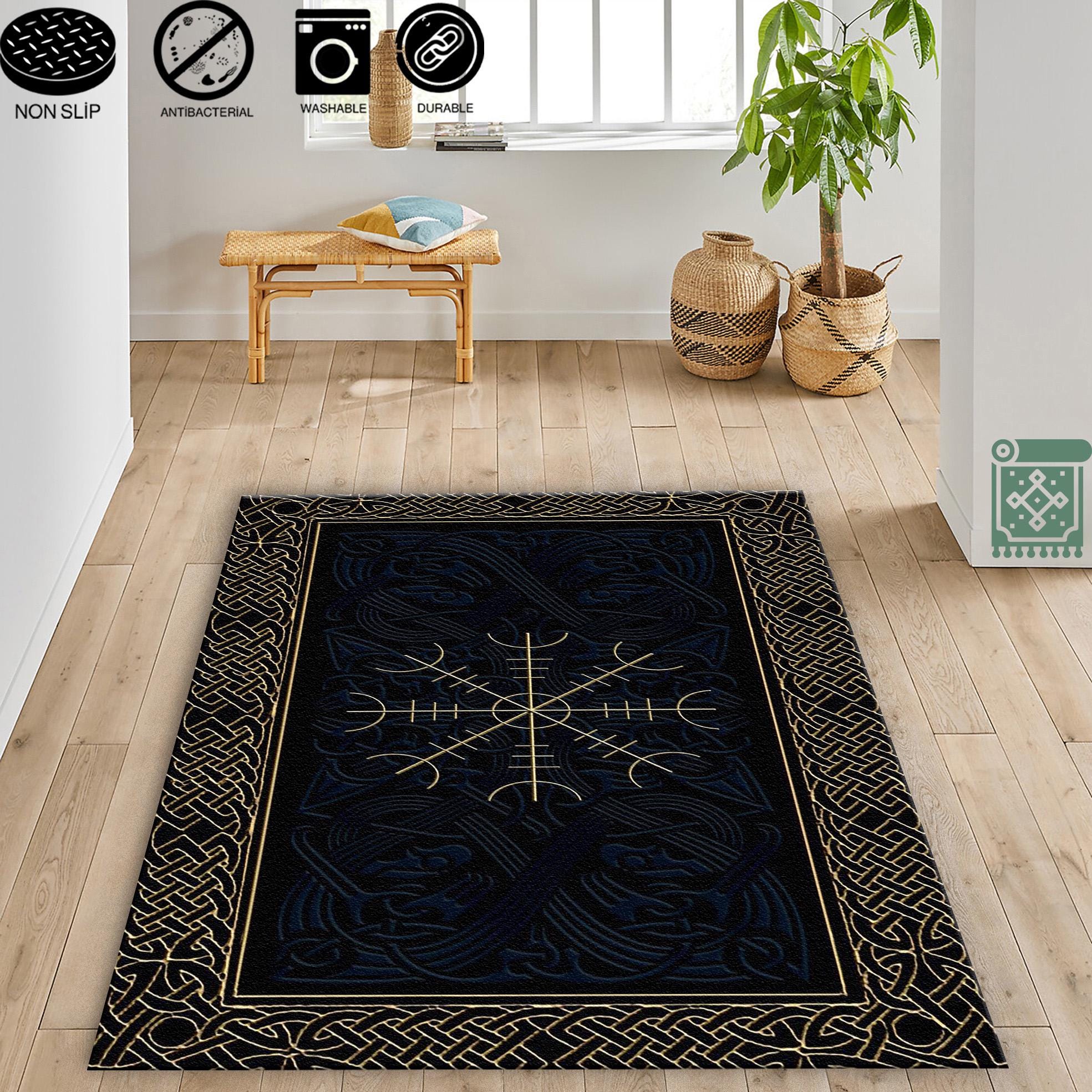 Viking Valknut Rug - Viking Decor Area Rug, Valknut Norse Pagan Rug, Scandinavian Design Carpet