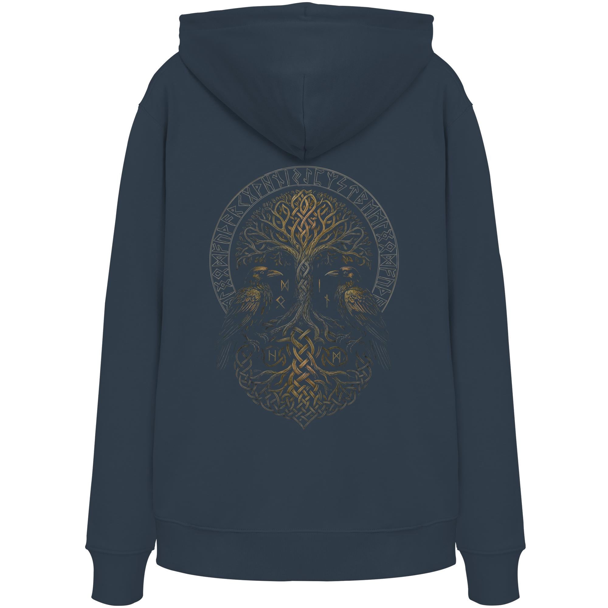 Viking Odin Hoodie - Hugin & Munin Ravens Odin's Viking Organic Hoodie