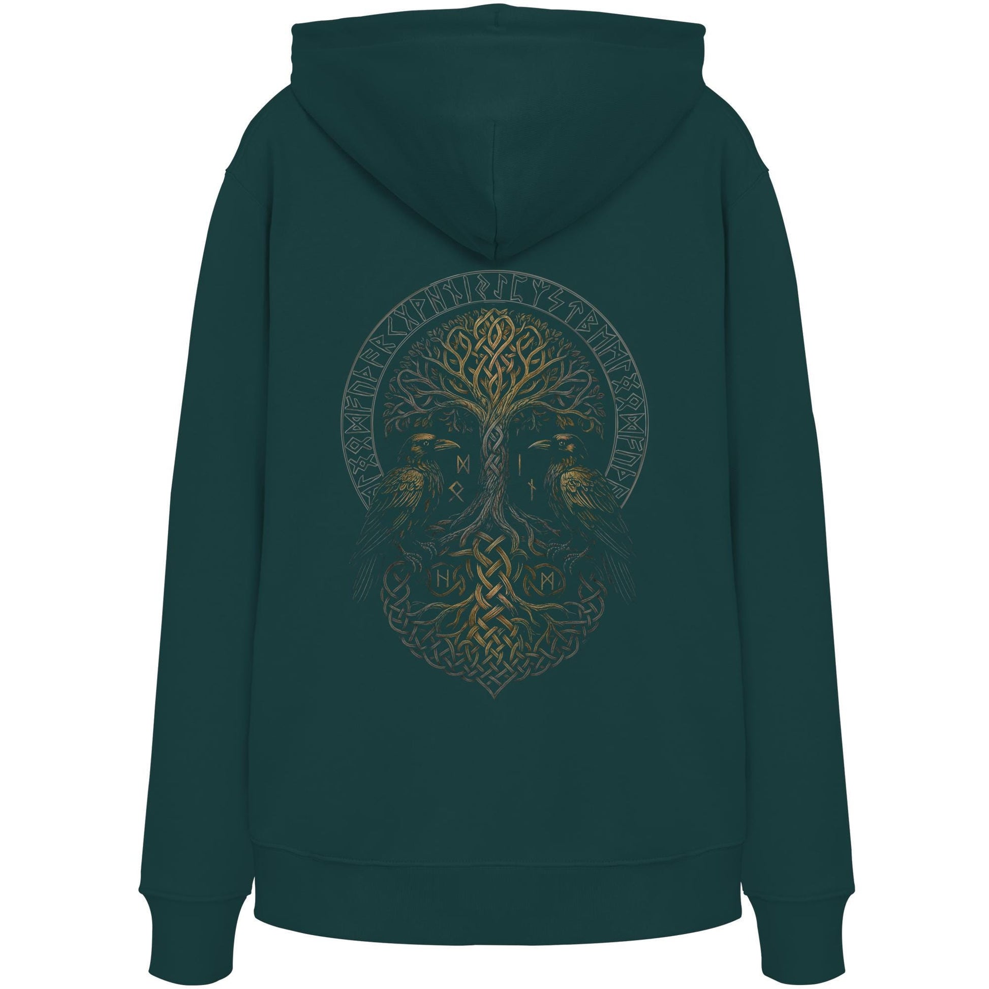 Viking Odin Hoodie - Hugin & Munin Ravens Odin's Viking Organic Hoodie