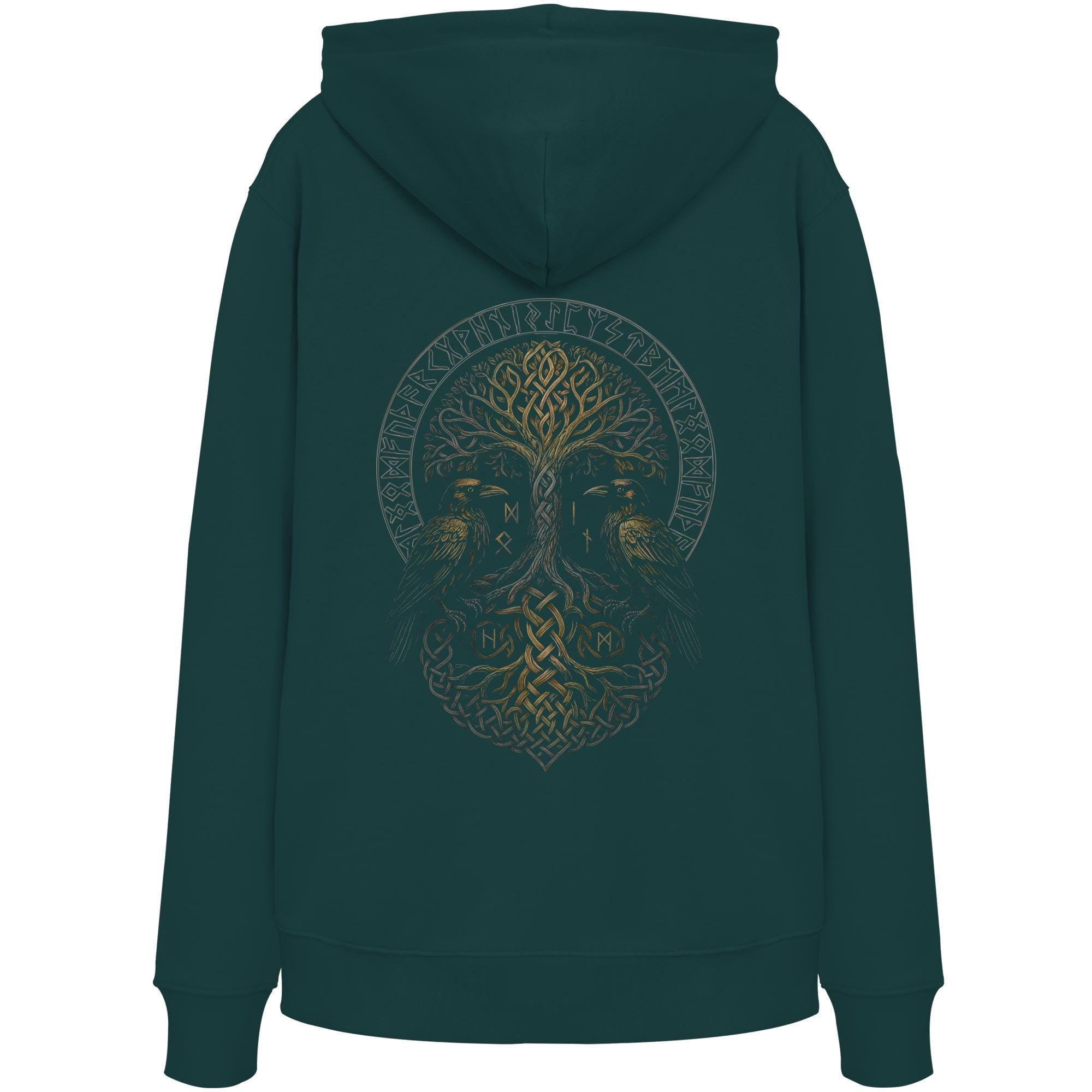 Viking Odin Hoodie - Hugin & Munin Ravens Odin's Viking Organic Hoodie