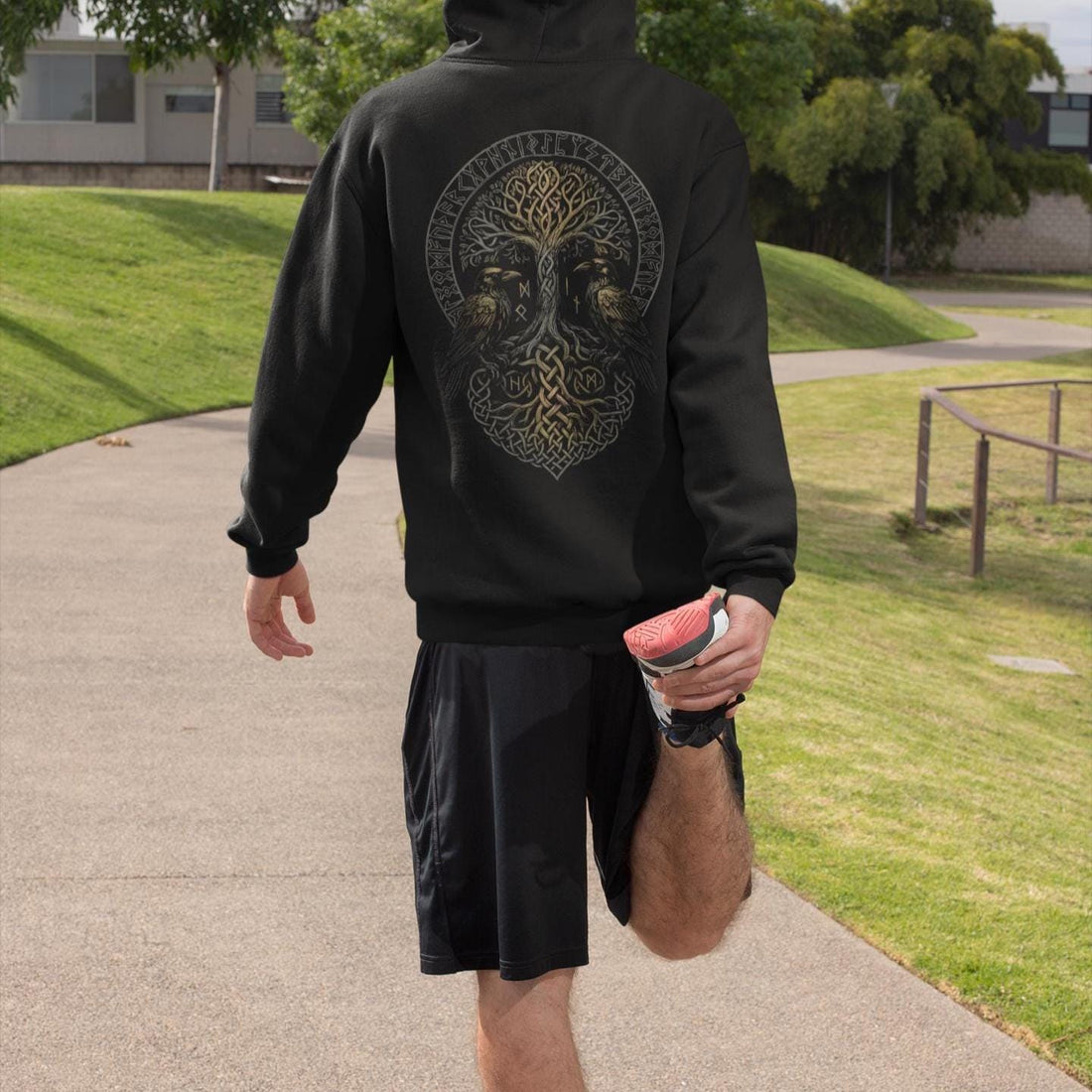 Viking Odin Hoodie - Hugin & Munin Ravens Odin's Viking Organic Hoodie