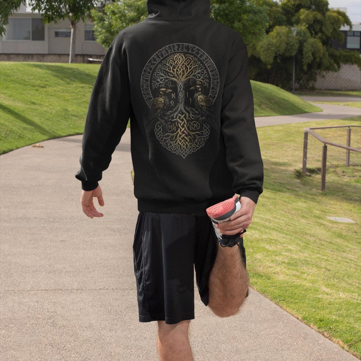 Viking Odin Hoodie - Hugin & Munin Ravens Odin's Viking Organic Hoodie