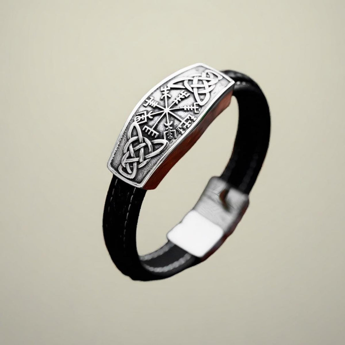 Viking Rune Bracelet - Nordic Viking Vintage Compass Leather Bracelet, Titanium Steel Viking Rune