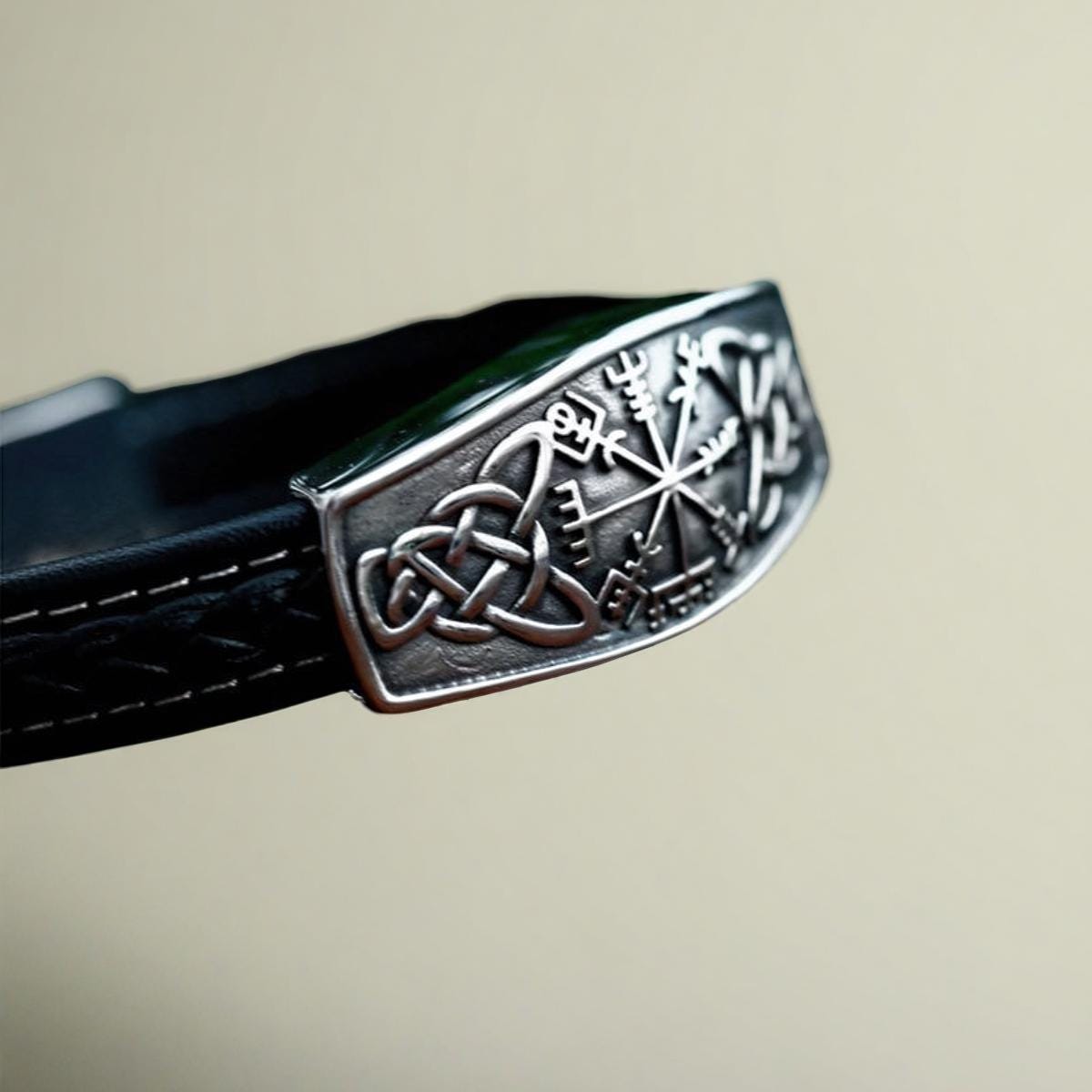 Viking Rune Bracelet - Nordic Viking Vintage Compass Leather Bracelet, Titanium Steel Viking Rune